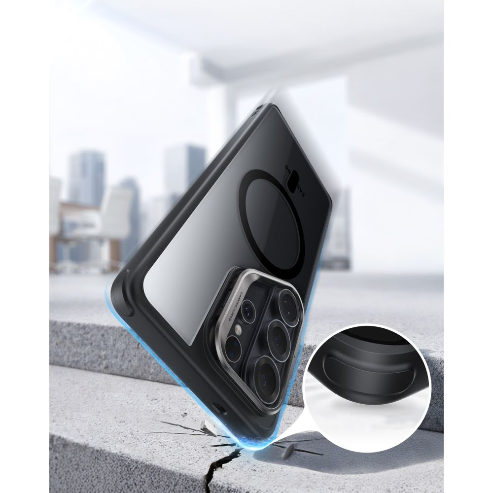 ESR Classic Hybrid Kickstand MagSafe, smukły minimalistyczny design szybka zmiana, przezroczysto-czarne
