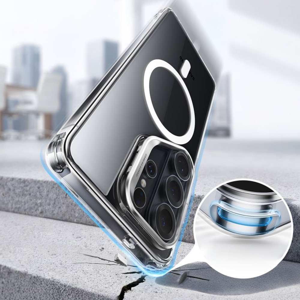 ESR Classic Hybrid Kickstand MagSafe, magnetyczny ring ładowanie MagSafe wygoda, przezroczysto-srebrne