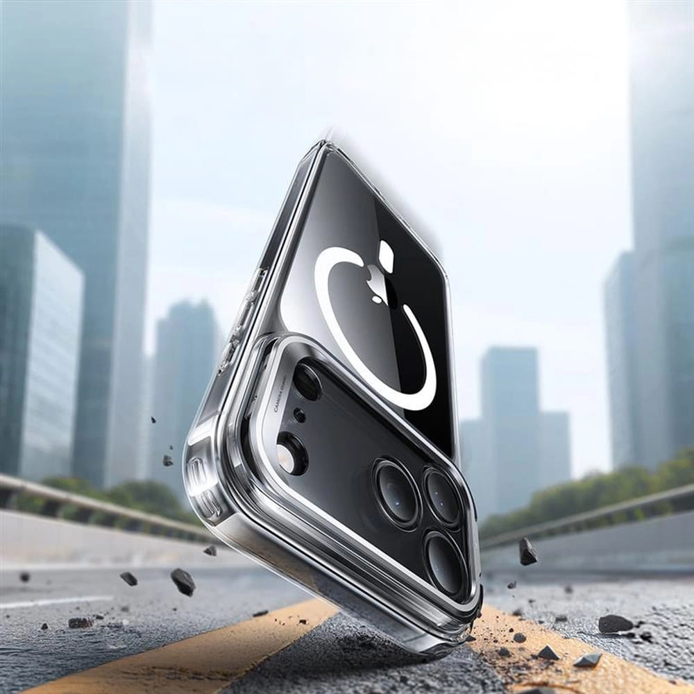 Etui ESR Classic Hybrid Kickstand do MagSafe do iPhone 17 Pro, przezroczysto-białe