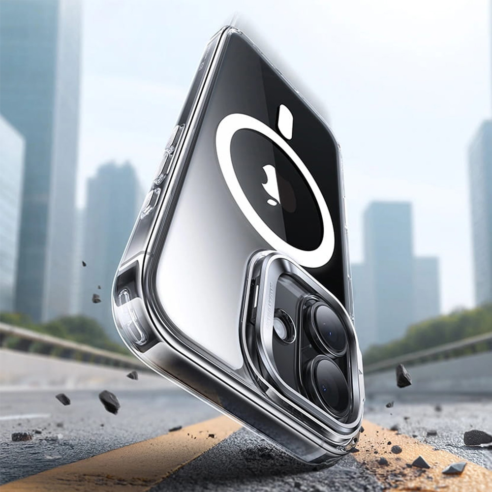 Etui ESR Classic Hybrid Kickstand do MagSafe do iPhone 17, przezroczysto-białe