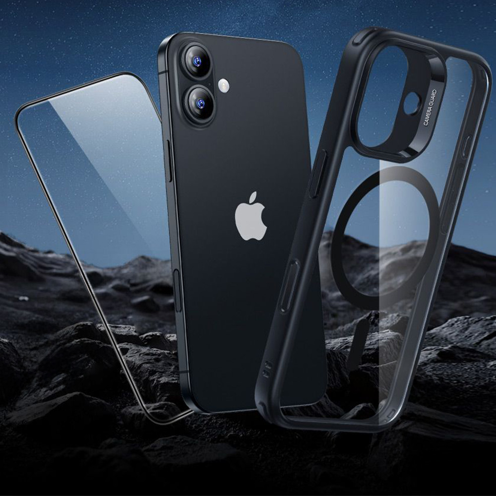 Zestaw etui + szkło hartowane, ESR Classic Hybrid MagSafe, Tempered Glass do iPhone 17, czarno-przezroczyste