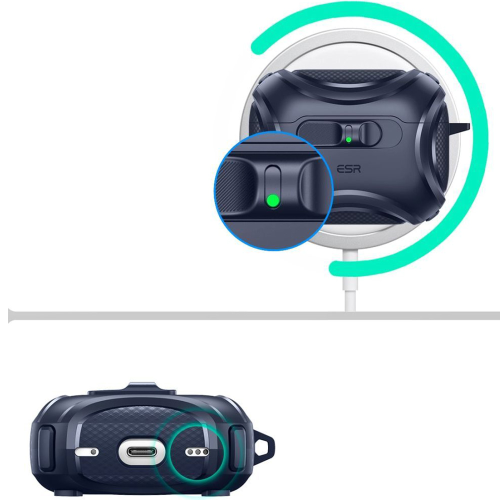 Etui ESR Cyber FlickLock Halolock do MagSafe do AirPods Pro 3, granatowe