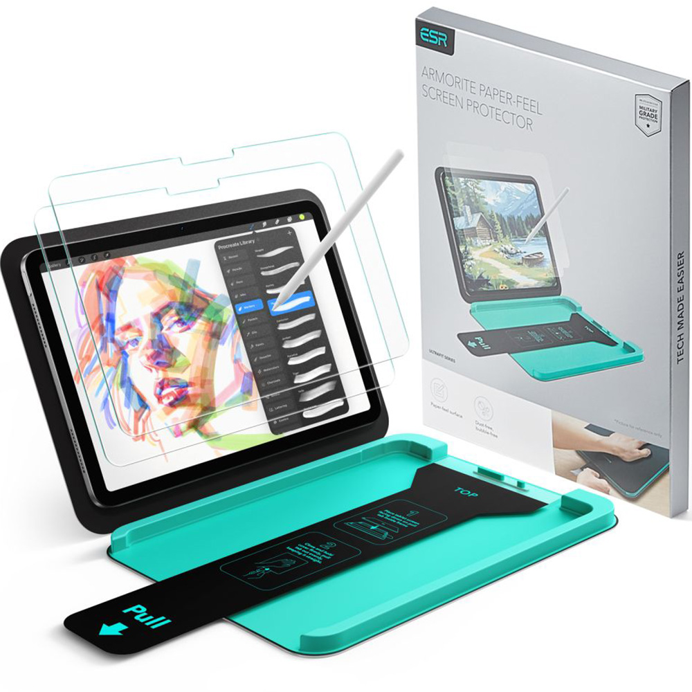 Szkło hartowane z ramką pozycjonującą ESR Paper Feel do iPad 11 / 10 gen. 2025 / 2022, 2 sztuki, matowe