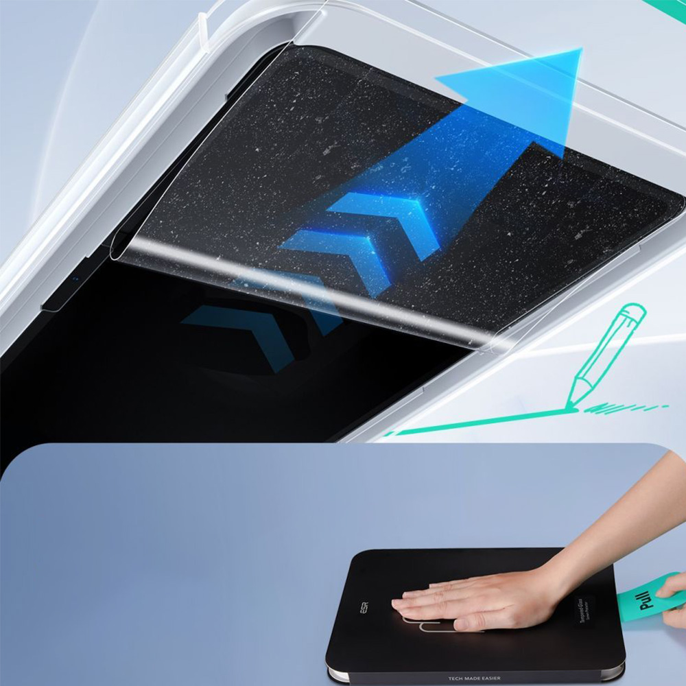 Szkło hartowane z ramką pozycjonującą ESR Paper Feel do iPad 11 / 10 gen. 2025 / 2022, 2 sztuki, matowe