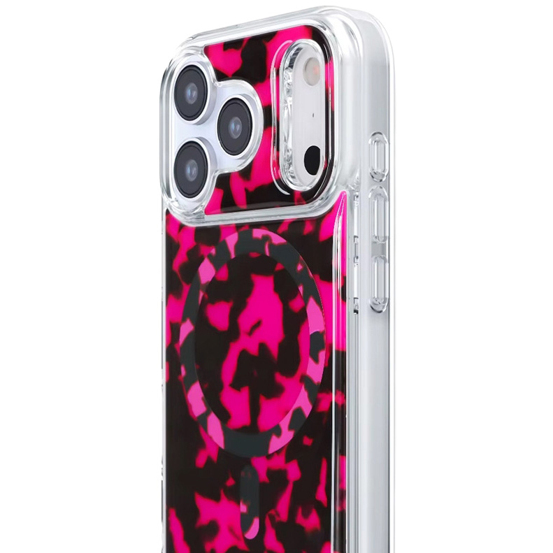 Etui Crong Deluxe MAG z MagSafe do iPhone 17, różowa panterka