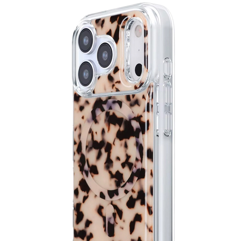 Etui Crong Deluxe MAG z MagSafe do iPhone 17 Pro, beżowa panterka