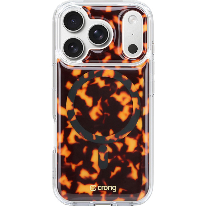 Etui Crong Deluxe MAG z MagSafe do iPhone 17 Pro, pomarańczowa panterka