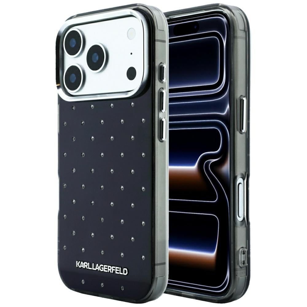 Karl Lagerfeld IML Rhinestones Allover Electroplated Logo oryginalne eleganckie modne etui ochronne na telefon komórkowy czarne