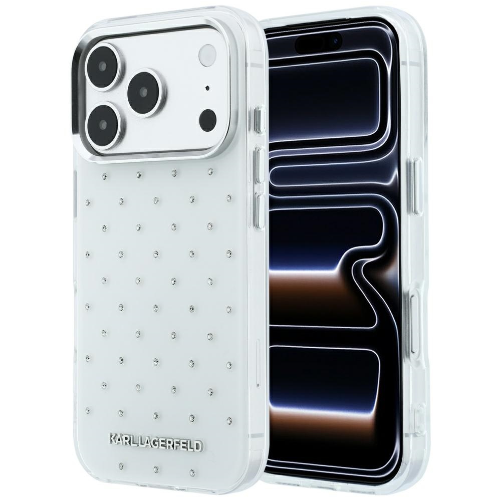 Karl Lagerfeld IML Rhinestones Allover Electroplated Logo oryginalne eleganckie modne etui ochronne na telefon komórkowy białe