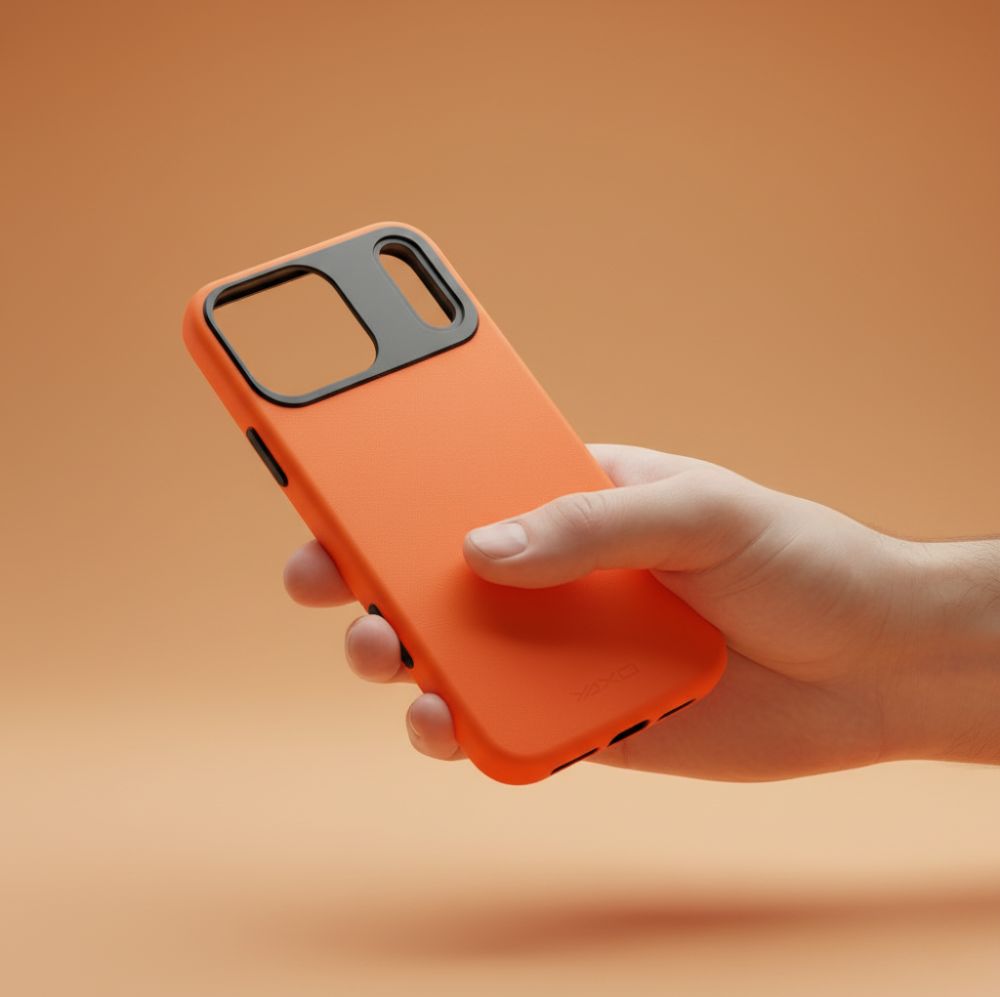Ekoskóra etui YAXO Leather Gear Slim Case na iPhone 17 Pro Max pomarańczowe plecki ochrona przed upadkiem
