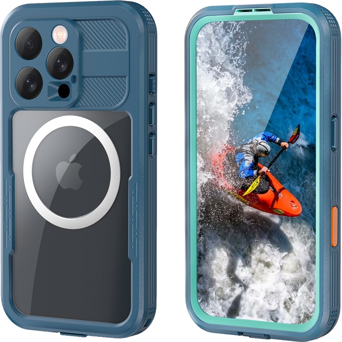 Etui wodoodporne Crong Seal Cover do iPhone 16 Pro, niebieskie