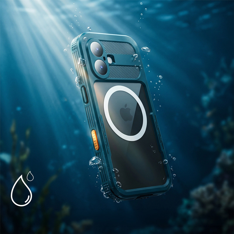 Etui wodoodporne Crong Seal Cover do iPhone 17 Pro, niebieskie