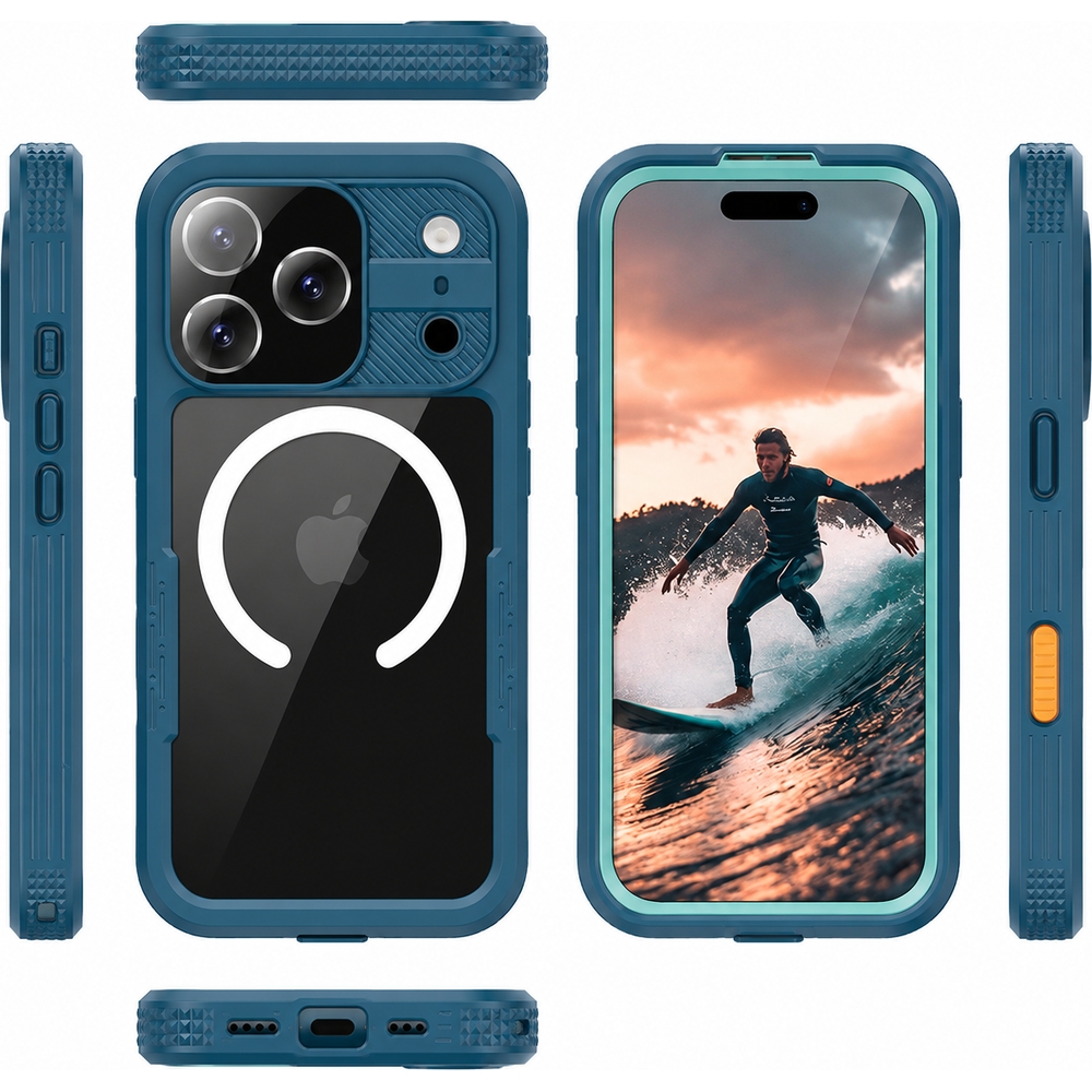 Etui wodoodporne Crong Seal Cover do iPhone 17 Pro, niebieskie