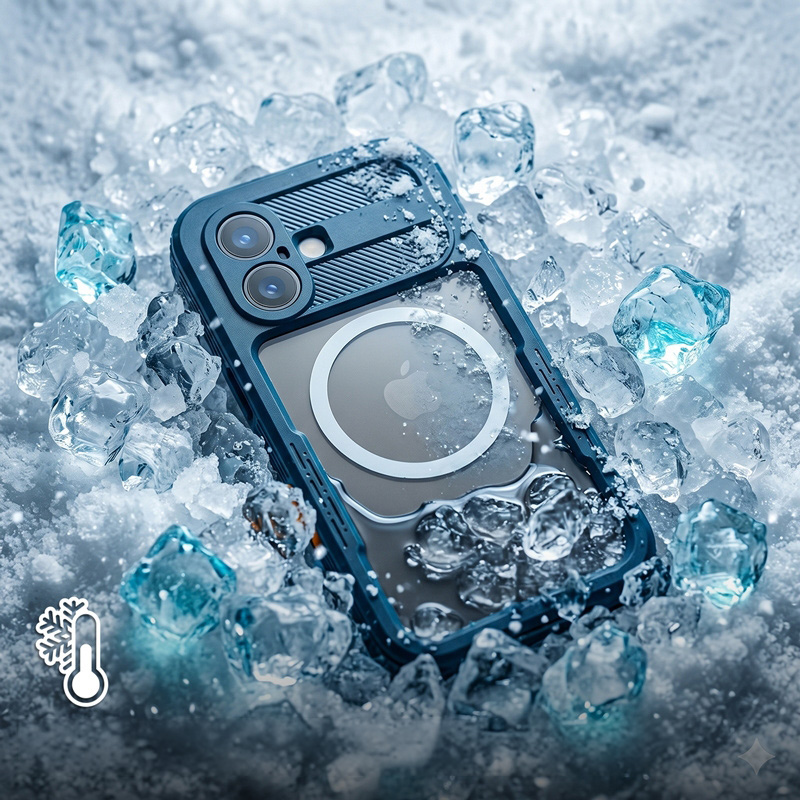 Etui wodoodporne Crong Seal Cover do iPhone 17 Pro, niebieskie
