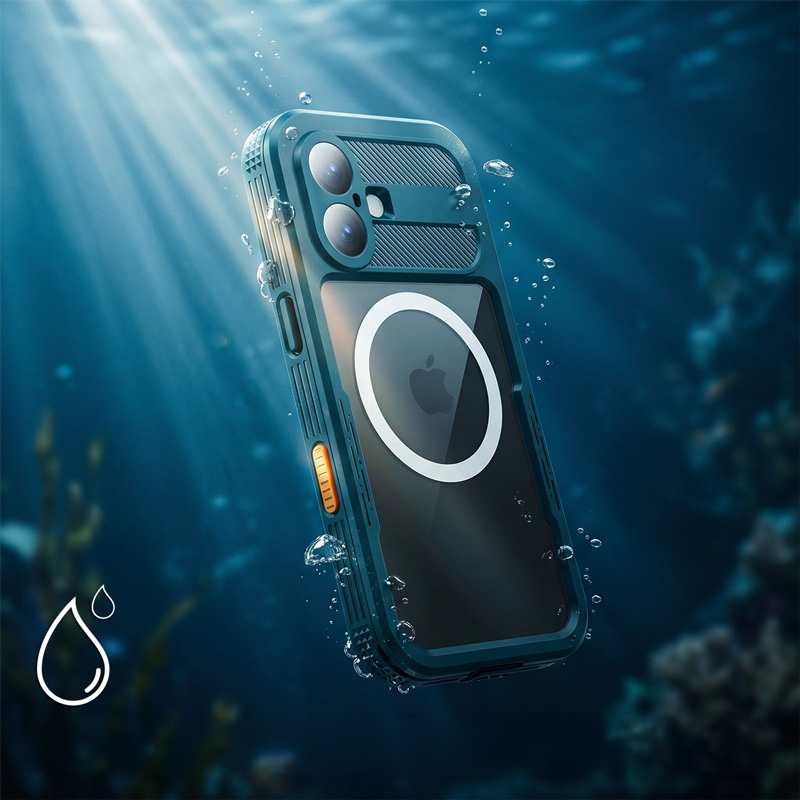 Etui wodoodporne Crong Seal Cover do iPhone 17, niebieskie