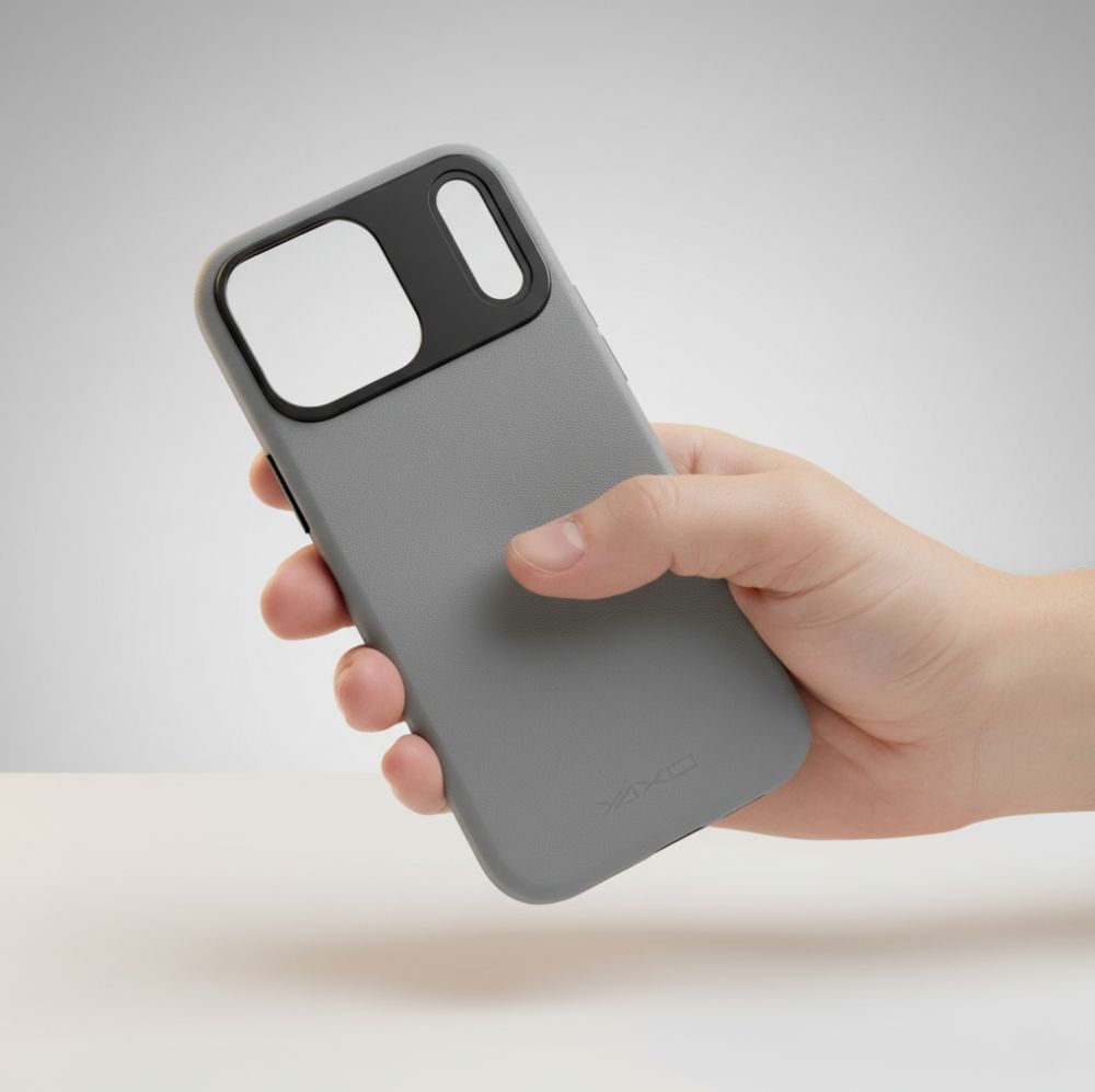 Ekoskóra etui YAXO Leather Gear Slim Case na iPhone 17 Pro Max szare plecki ochrona przed upadkiem