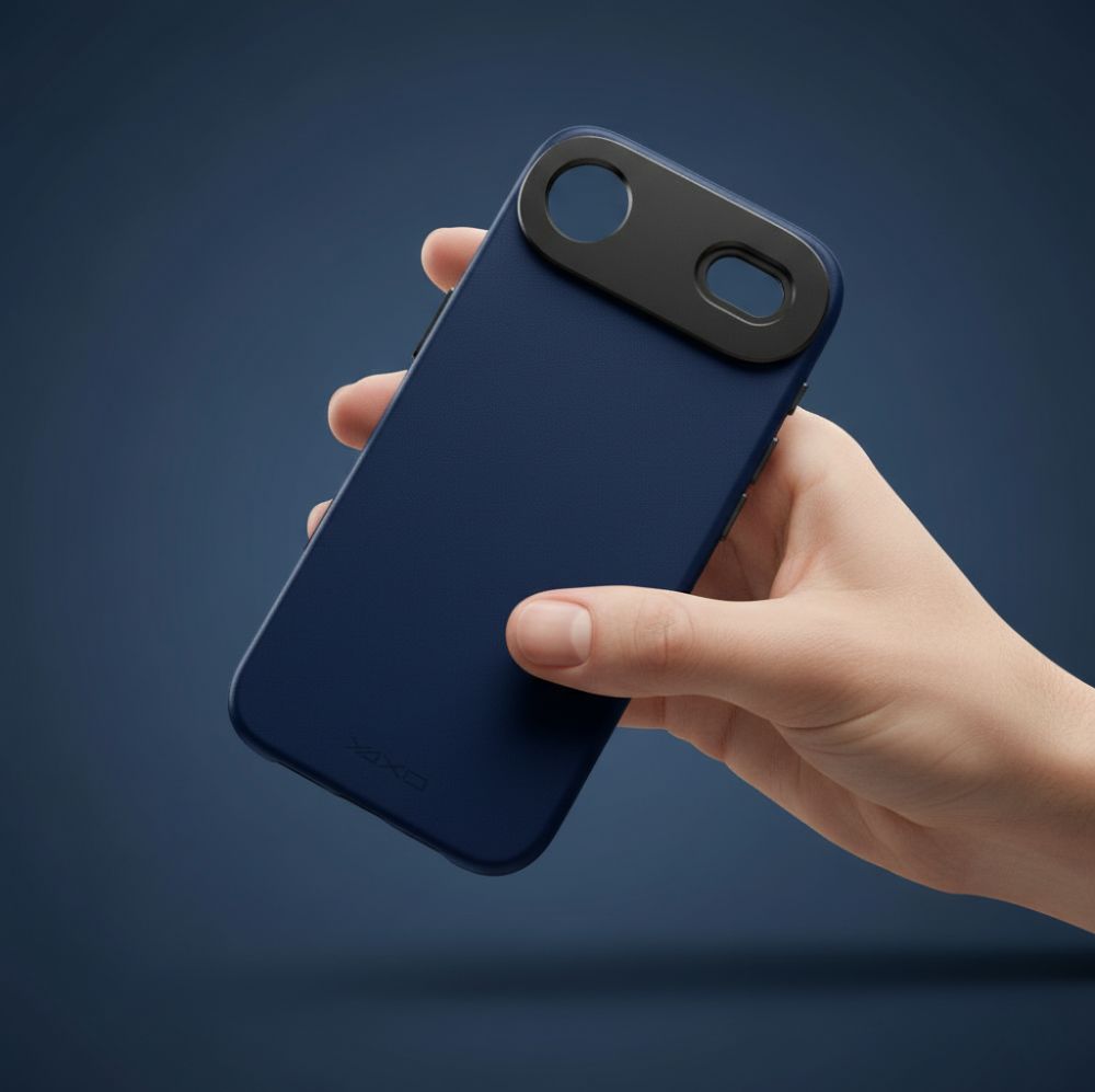 Ekoskóra etui YAXO Leather Gear Slim Case na iPhone Air niebieskie plecki ochrona przed upadkiem