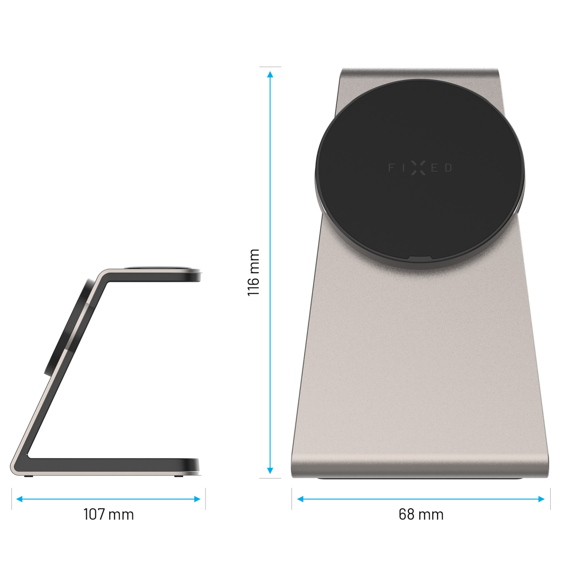 Fixed MagPowerstation Alu 3, aluminiowa konstrukcja USB-C Power Delivery, minimalistyczna, szara