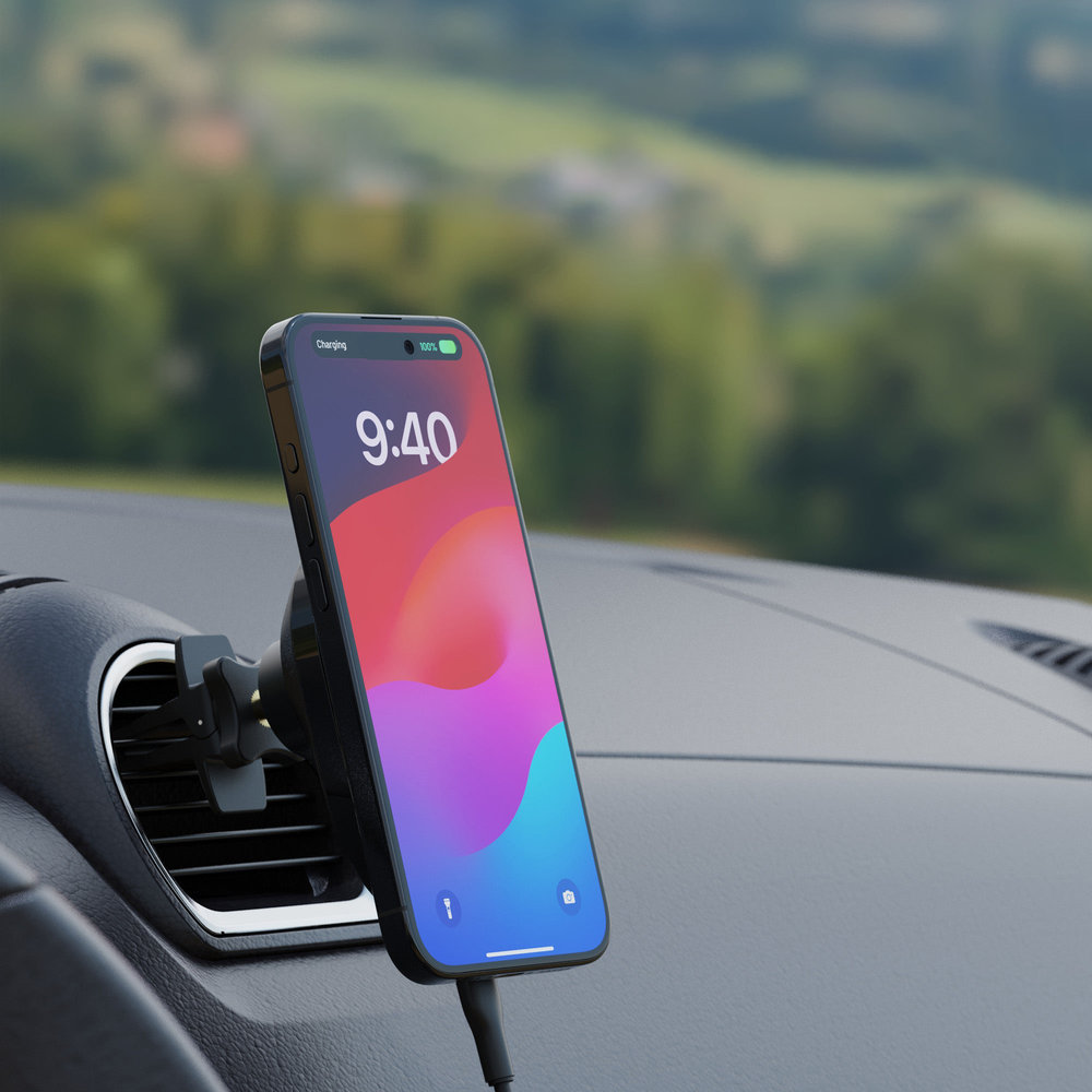 Fixed Mag Air Car Phone Holder, mocny chwyt MagSafe, 20 magnesów N52, pewne trzymanie telefonu, montaż na nawiew, stabilna konstrukcja, czarny