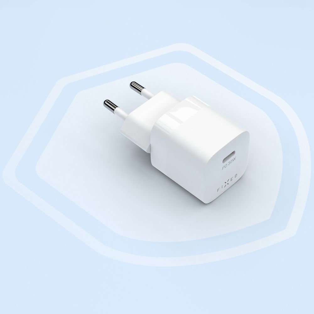 Fixed Mini PD 30 GaN Charger, bezpieczne ładowanie, nowoczesne zabezpieczenia, biała
