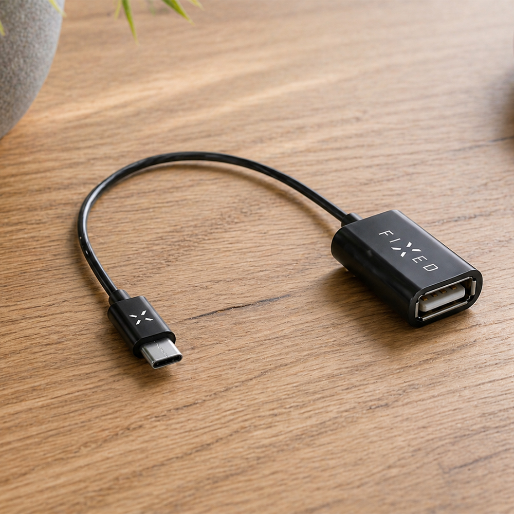 Fixed USB-C OTG Adapter, praktyczny adapter do kopii zapasowych, uniwersalny, czarny