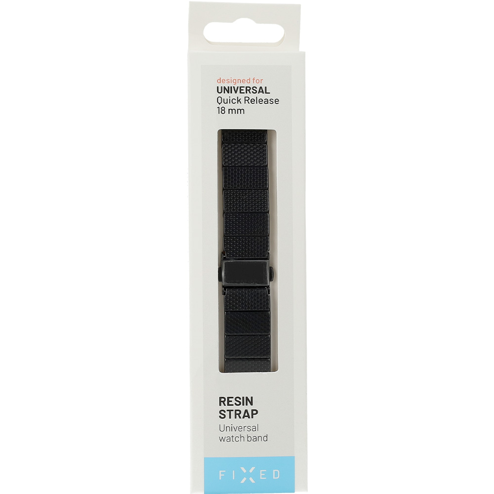 Pasek Fixed Resin do smartwatcha, QuickRelease 18 mm, czarny karbonowy