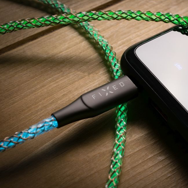 Fixed Glowing Charging Cable, podświetlany przewód usb-c gamingowy nowoczesny, podświetlany