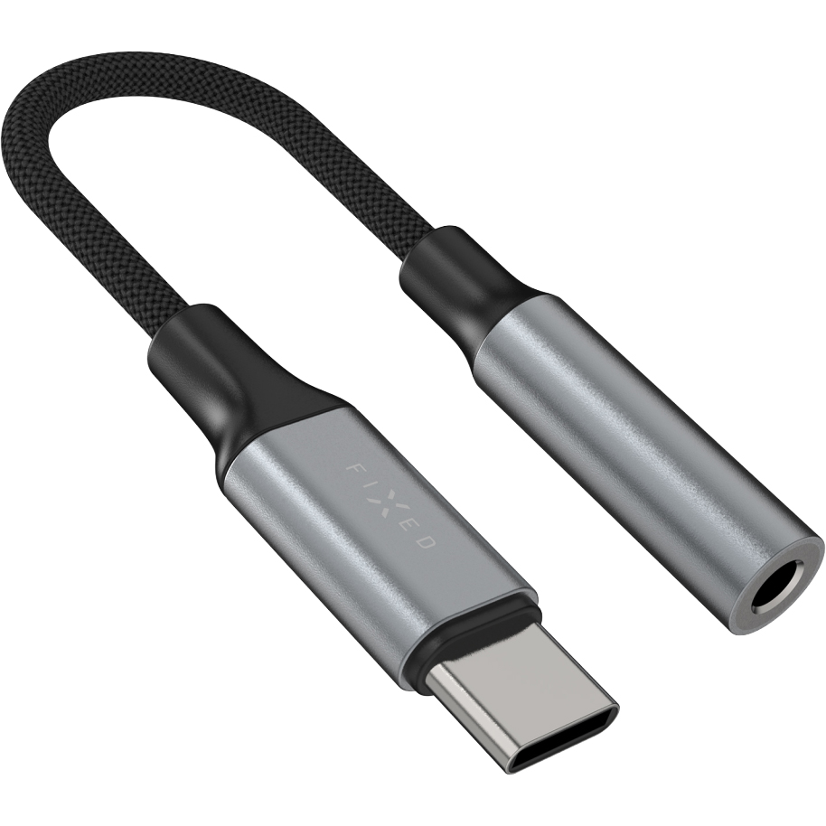 Fixed Link, przejściówka USB-C minijack z DAC, kompaktowa, ciemnoszara