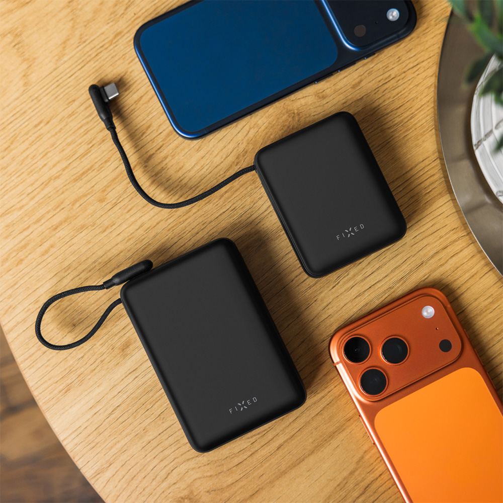 Powerbank z wyświetlaczem LCD Fixed Zen 10 Loop 30W, 10 000 mAh, 1x USB-A QC, 1x USB-C PD, kabel USB-C, czarny