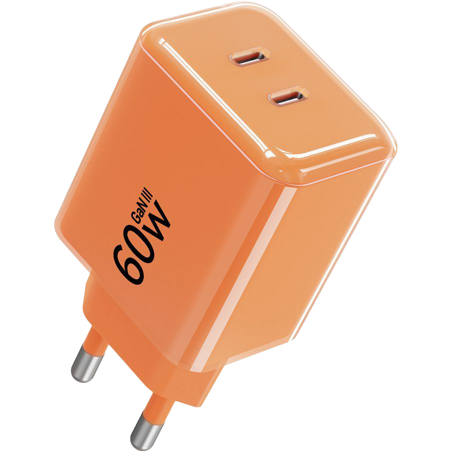 Forcell Crystal Color, nowoczesna mobilna stylowa ładowarka kabel USB-C, pomarańczowa