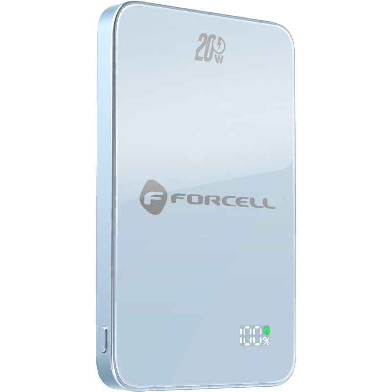 Forcell SuperSlim F5K8, magnetyczny powerbank MagSafe z ładowaniem indukcyjnym, smukły, niebieski