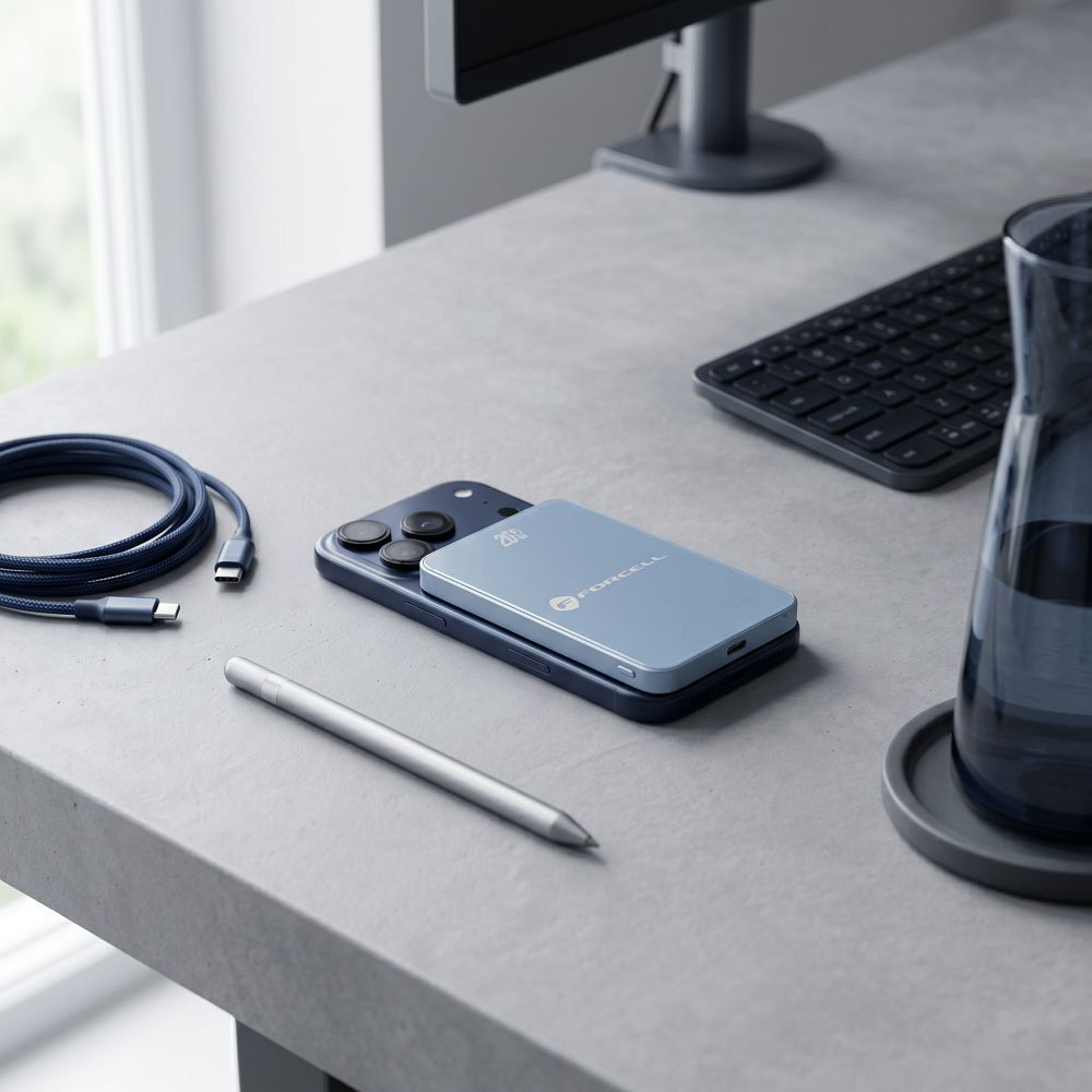 Forcell SuperSlim F5K8, kompatybilny z MagSafe szybkie ładowanie 15W, precyzyjny, niebieski