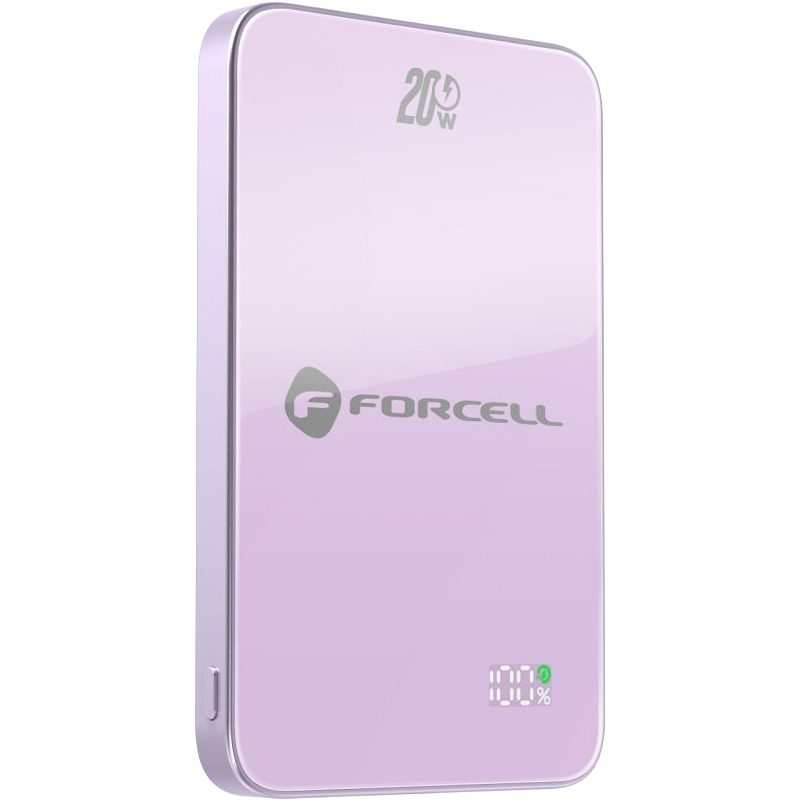 Forcell SuperSlim F5K8, magnetyczny powerbank MagSafe z ładowaniem indukcyjnym, smukły, fioletowy