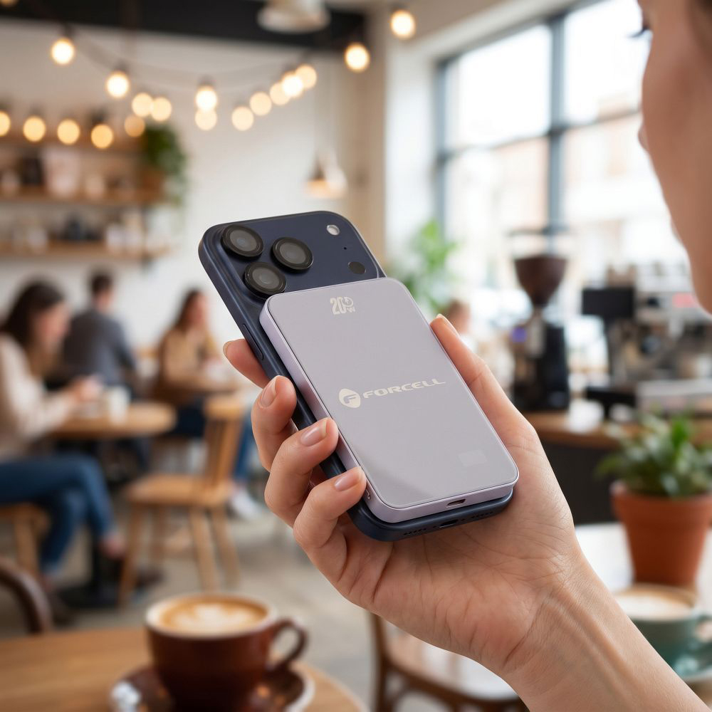 Forcell SuperSlim F5K8, ładowanie dwóch urządzeń jednocześnie 5000 mAh, praktyczny, fioletowy
