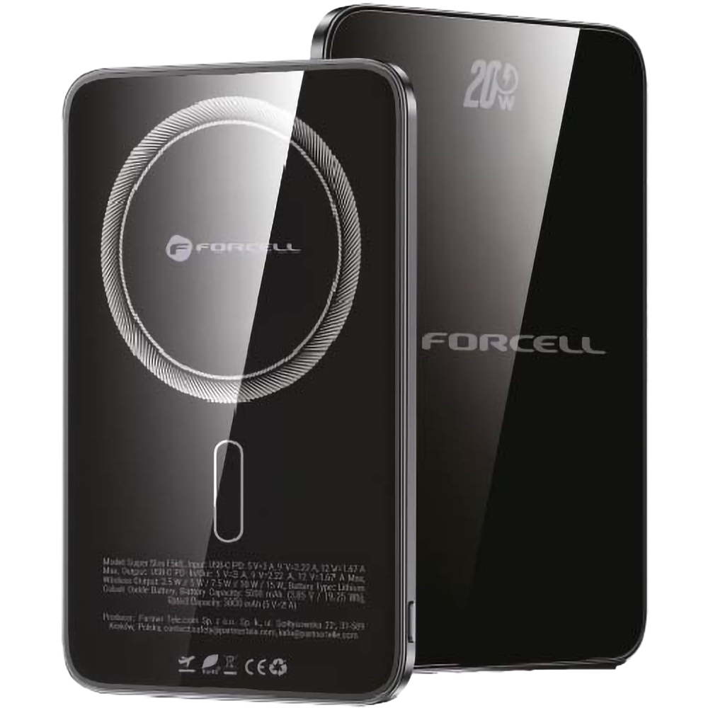 Forcell SuperSlim F5K8, bezprzewodowe ładowanie MagSafe wydajne kompaktowe funkcjonalne, czarny
