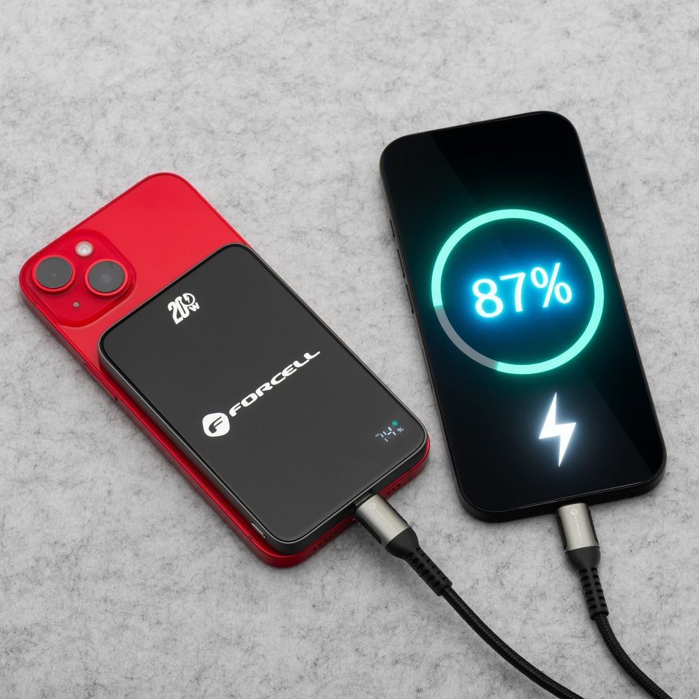 Forcell SuperSlim F5K8, jednoczesne ładowanie USB-C LED funkcjonalność wygoda, czarny
