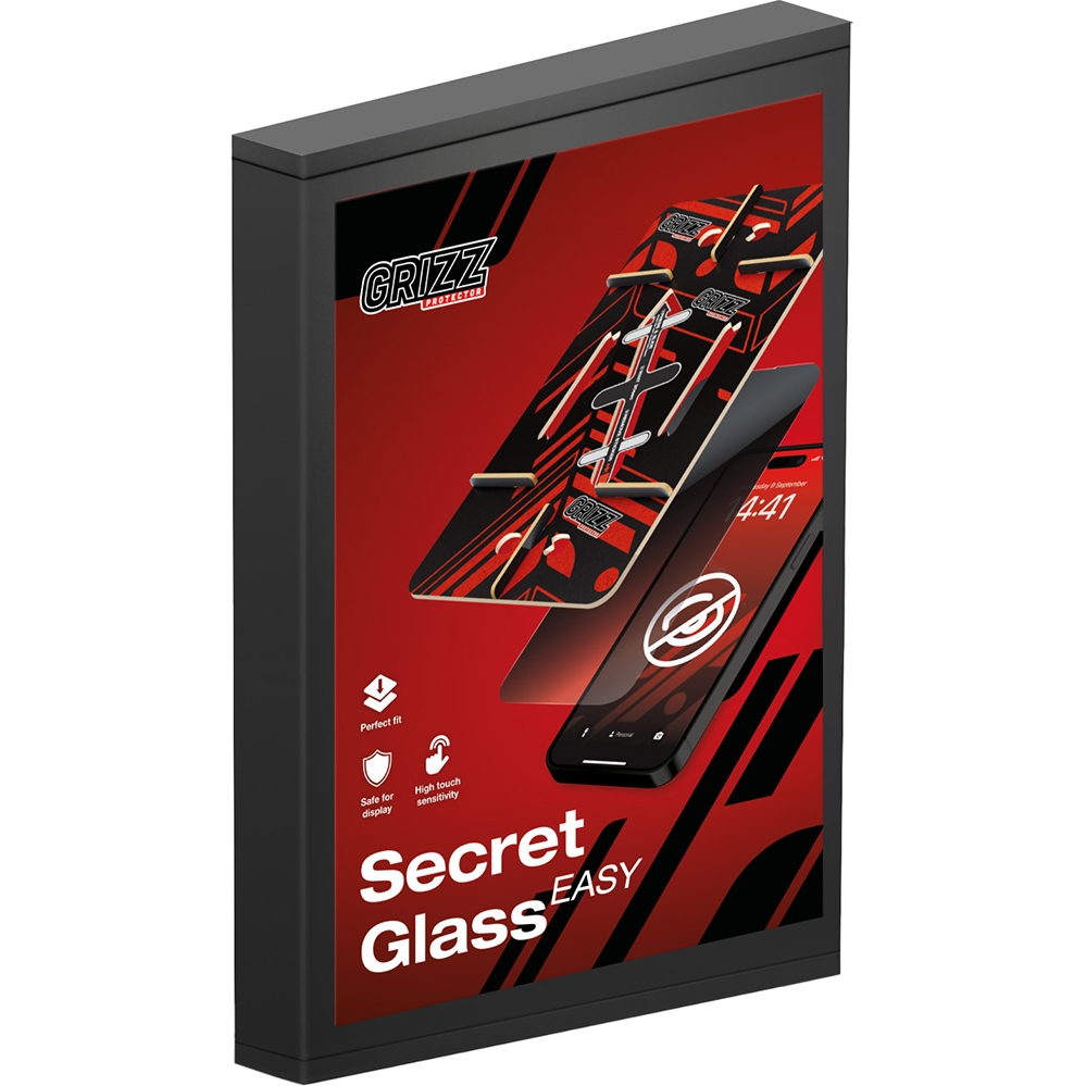 Szkło prywatyzujące z aplikatorem na ekran Grizz SecretGlass Easy do iPhone 17, 2 sztuki, matowe. Szybki montaż bez bąbelków, łatwość montażu z aplikatorem