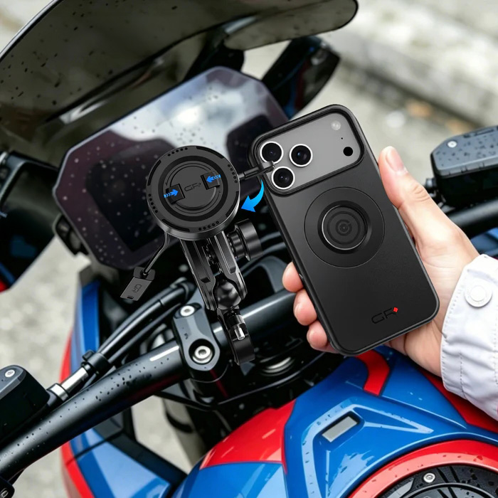 GRXPLORE GR-MW60-L uchwyt rowerowy i motocyklowy na telefon do rur 22–32 mm, czarny