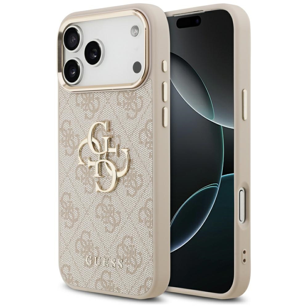 Oryginalne i ekskluzywne etui 4G Big 4G Classic Logo od marki Guess do iPhone 17 Pro Max, różowe