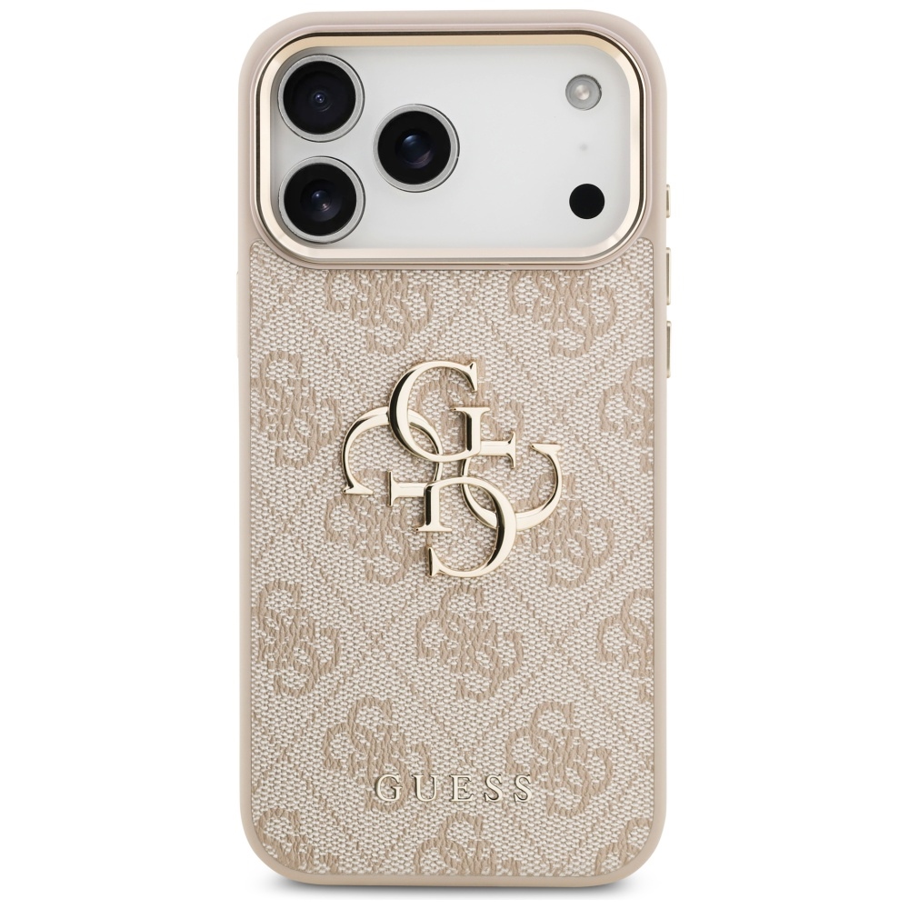 Oryginalne i ekskluzywne etui 4G Big 4G Classic Logo od marki Guess do iPhone 17 Pro Max, różowe