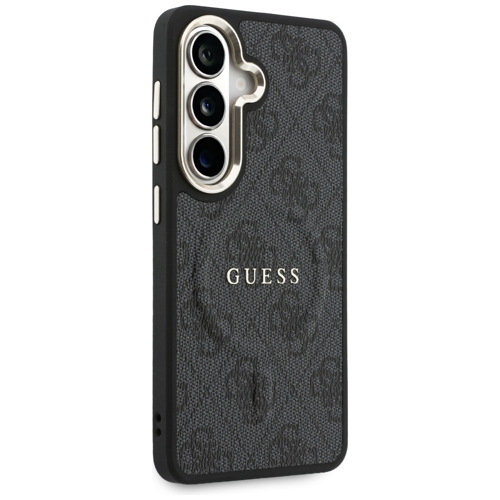 Guess Hardcase Leather MagSafe, eko skóra miękkość dotyk elegancja styl komfort chwytu, czarne Classic Logo Guess
