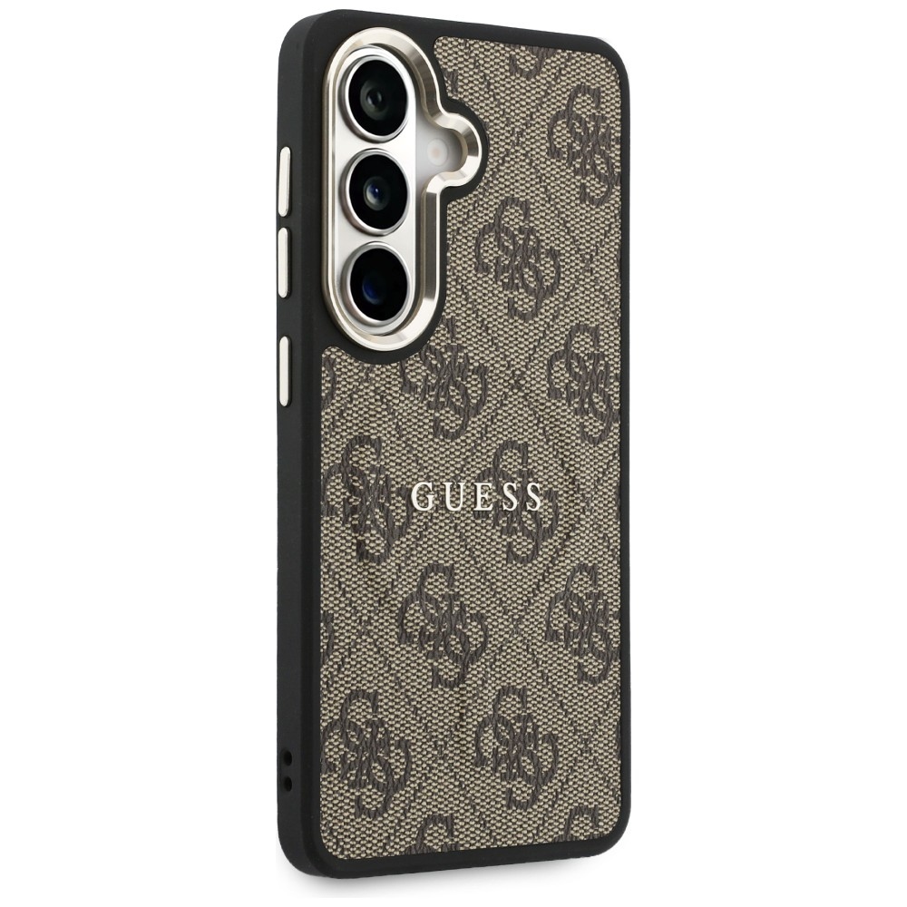 Guess Hardcase Leather MagSafe, eko skóra miękkość dotyk elegancja styl komfort chwytu, brązowe Classic Logo Guess