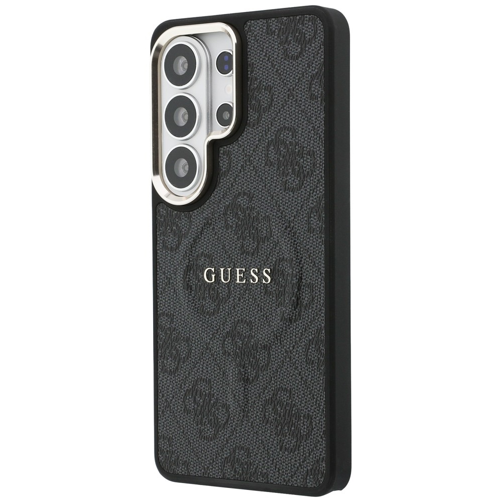 Guess Hardcase Leather MagSafe, usztywnione plecki ochrona stabilizacja perfekcyjne dopasowanie komfort, czarne Classic Logo Guess