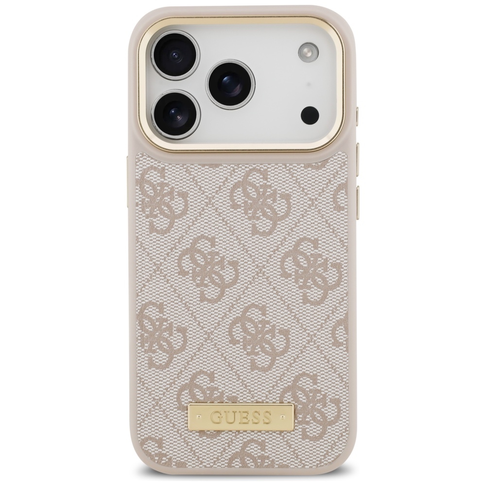 Guess 4G Logo Plate MagSafe, ochronny case na plecki, elegancki smukły, różowe