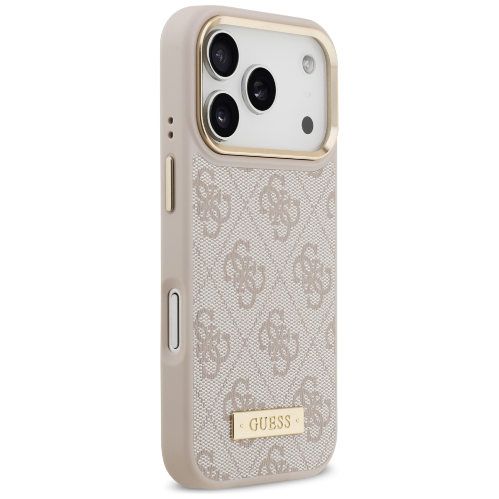 Guess 4G Logo Plate MagSafe, ochronny case na plecki, elegancki smukły, różowe