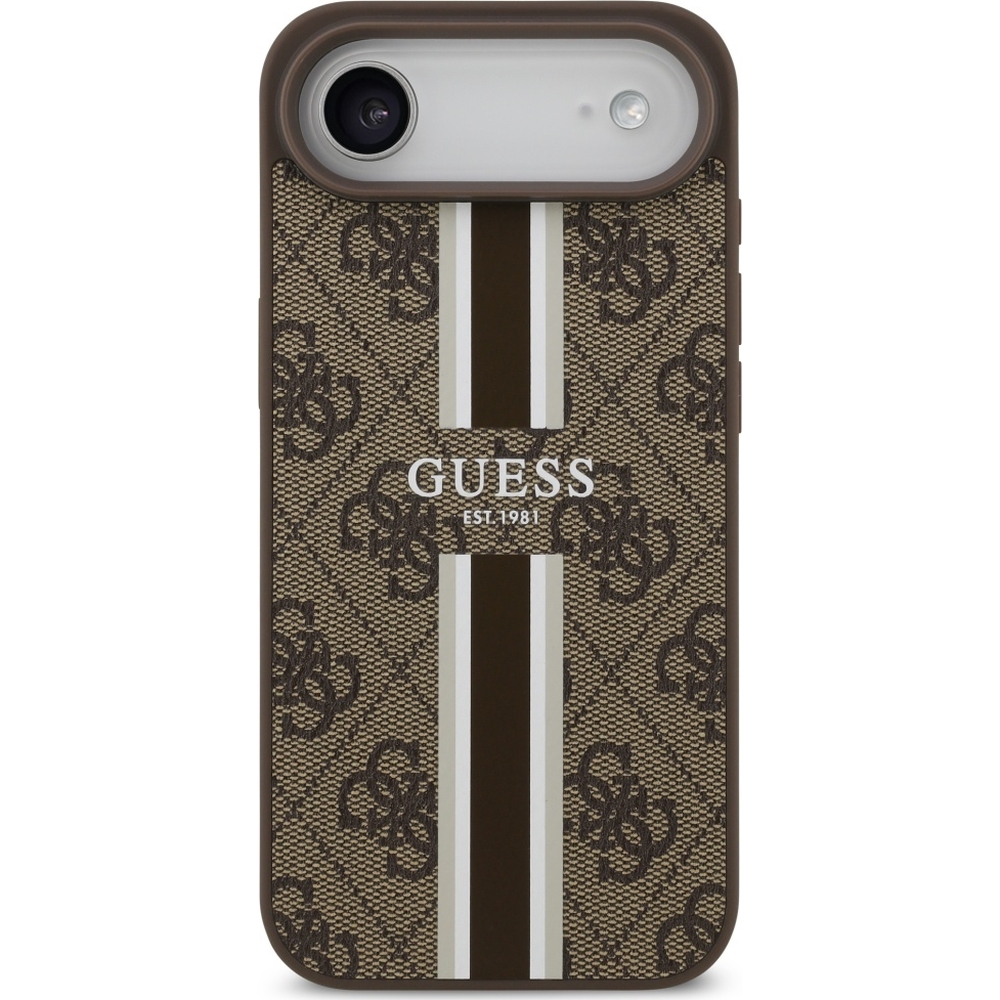 Etui Guess Hardcase 4G Printed Stripes do MagSafe do iPhone Air, brązowe