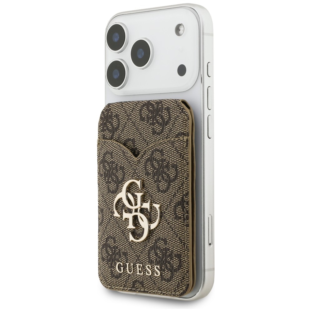 Guess Stand & Mirror MagSafe, lusterko portfel podstawka funkcjonalny praktyczny, brązowy