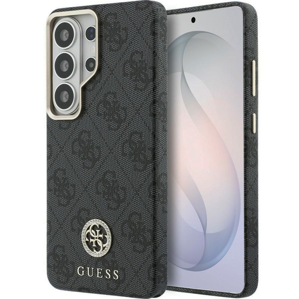 Eleganckie etui Saffiano Classic Logo MagSafe od marki Guess dla Galaxy S26 Ultra, czarne.