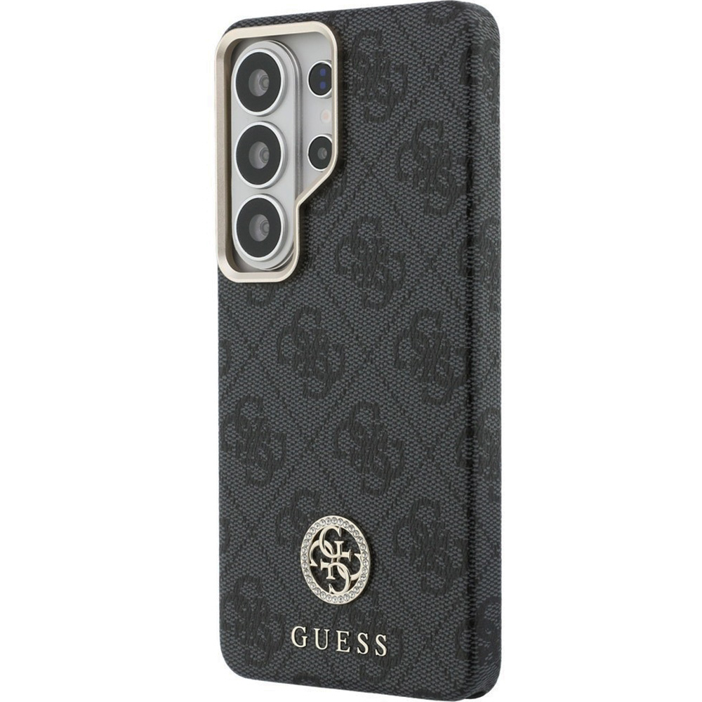 Eleganckie etui Saffiano Classic Logo MagSafe od marki Guess dla Galaxy S26 Ultra, czarne.