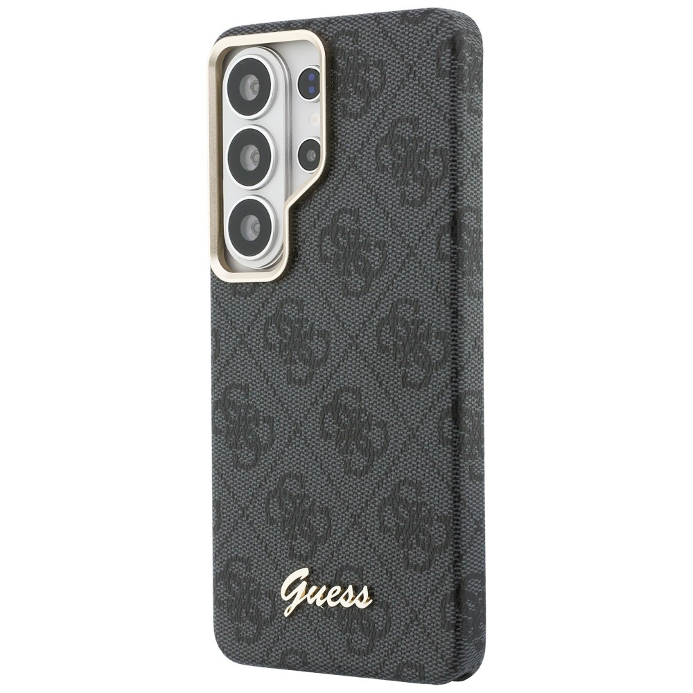 Eleganckie etui Saffiano Classic Logo MagSafe od marki Guess dla Galaxy S26 Ultra, czarne Classic Logo Guess.